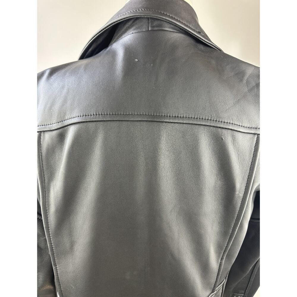 *Damaged Acne Studios Leather Biker Moto Mock Jacket Black Women’s Size 36 *Flaw - Picture 5 of 16